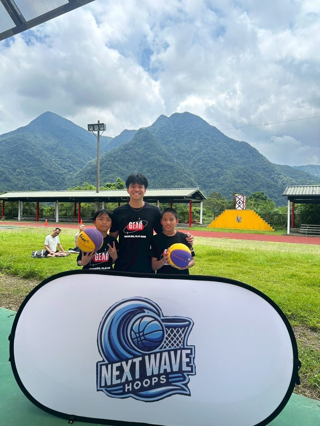 Next Wave Hoops coach with young players in Taiwan